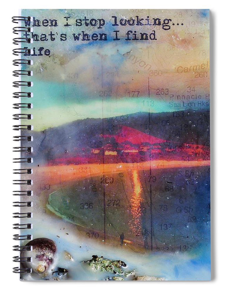 Sea Echoes Series V8 When I Stop Looking, That's When I Find Life Encaustic Mixed Media - Spiral Notebook