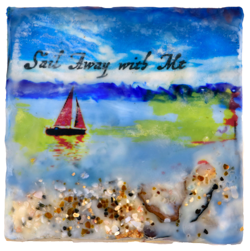 Sea Echoes Series V4  Sail Away With Me Encaustic Mixed Media