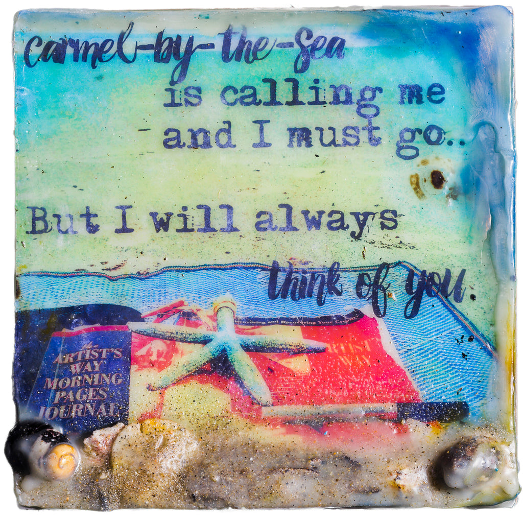 Sea Echoes Series V7 Carmel-by-the-sea is calling me and I must go.. But I will always think of you Encaustic Mixed Media