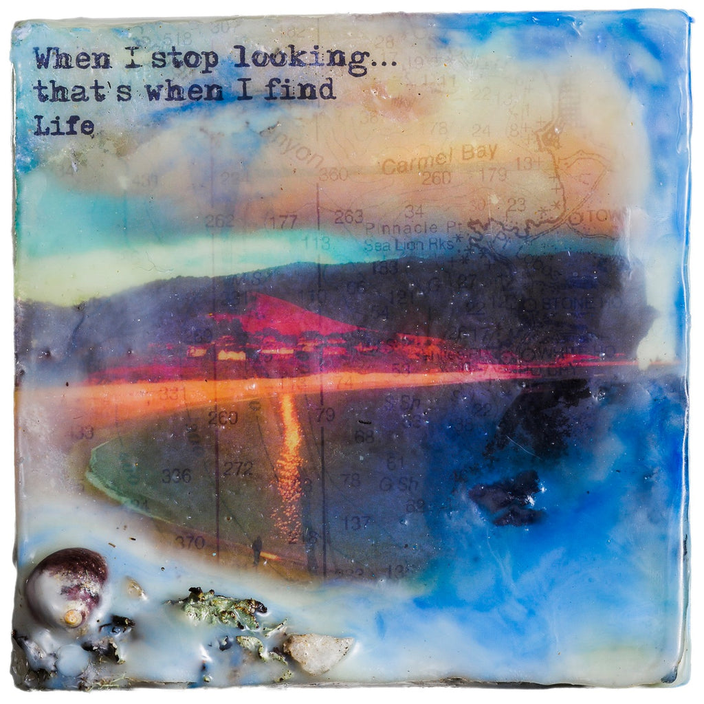 Sea Echoes Series V8 When I stop looking, that's when I find Life Encaustic Mixed Media