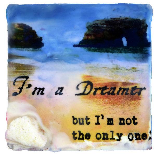 Sea Echoes Collector Series: v1.3 "I'm A Dreamer, But I'm Not The Only One" Encaustic Mixed Media Artwork by Jocelyn Cruz