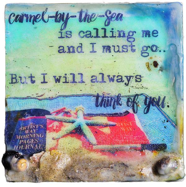 Sea Echoes Collector Series:  v1.7 "Carmel-by-the-Sea Is Calling Me And I Must Go..." - Encaustic Mixed Media Artwork by Jocelyn Cruz
