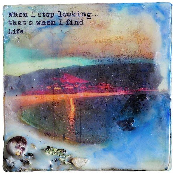 Sea Echoes Collector Series: v1.8 "When I Stop Looking, That's When I Find Life" - Encaustic Mixed Media Artwork by Jocelyn Cruz