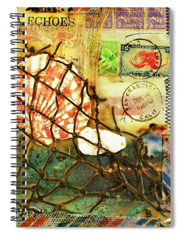 Sea Echoes Series V1 I Left My Heart In San Francisco Encaustic Mixed Media - Spiral Notebook