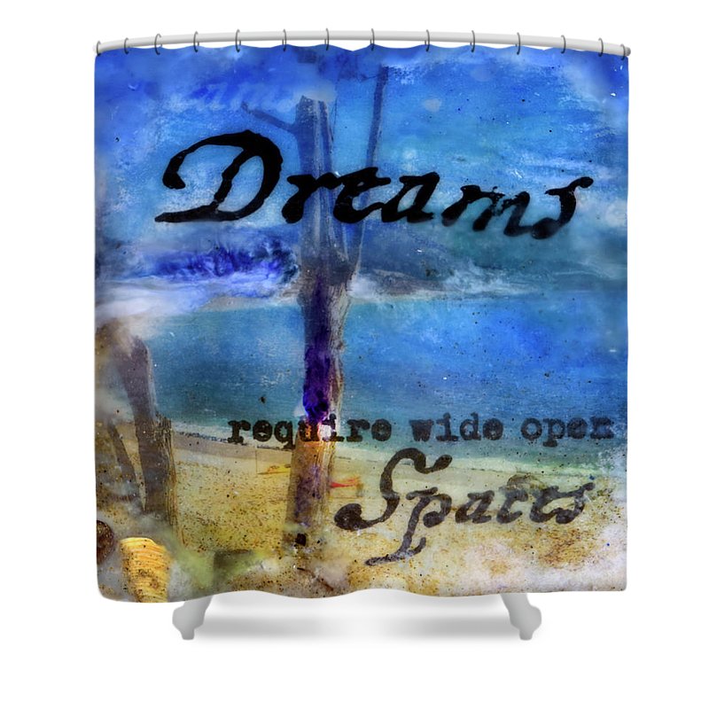 Sea Echoes Series V6  Dreams Require Wide Open Spaces Encaustic Mixed Media - Shower Curtain