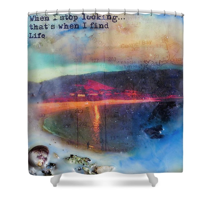 Sea Echoes Series V8 When I Stop Looking, That's When I Find Life Encaustic Mixed Media - Shower Curtain