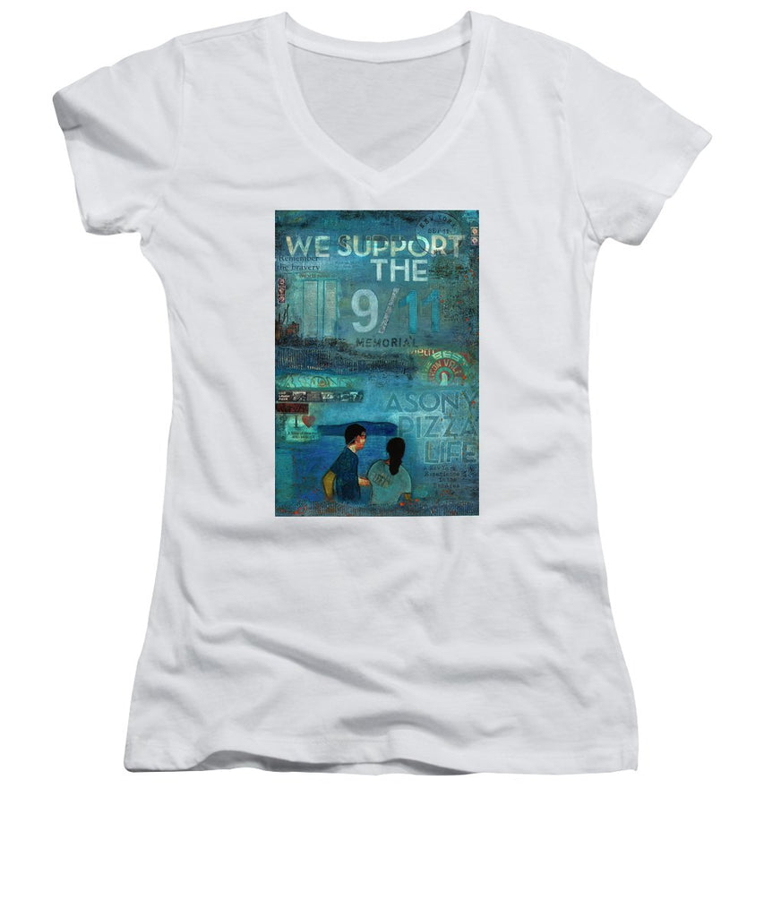 Tribute To Nyc Sept 11 Twin Towers - Women's V-Neck